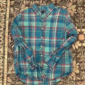 Vineyard Vines Teal and Red Plaid Shirt